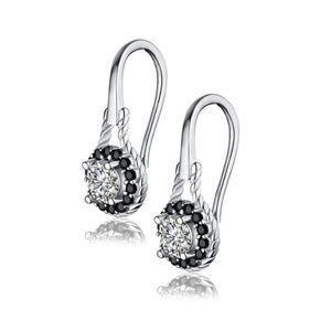 New SS Earrings with a CZ Stone and Black Accents